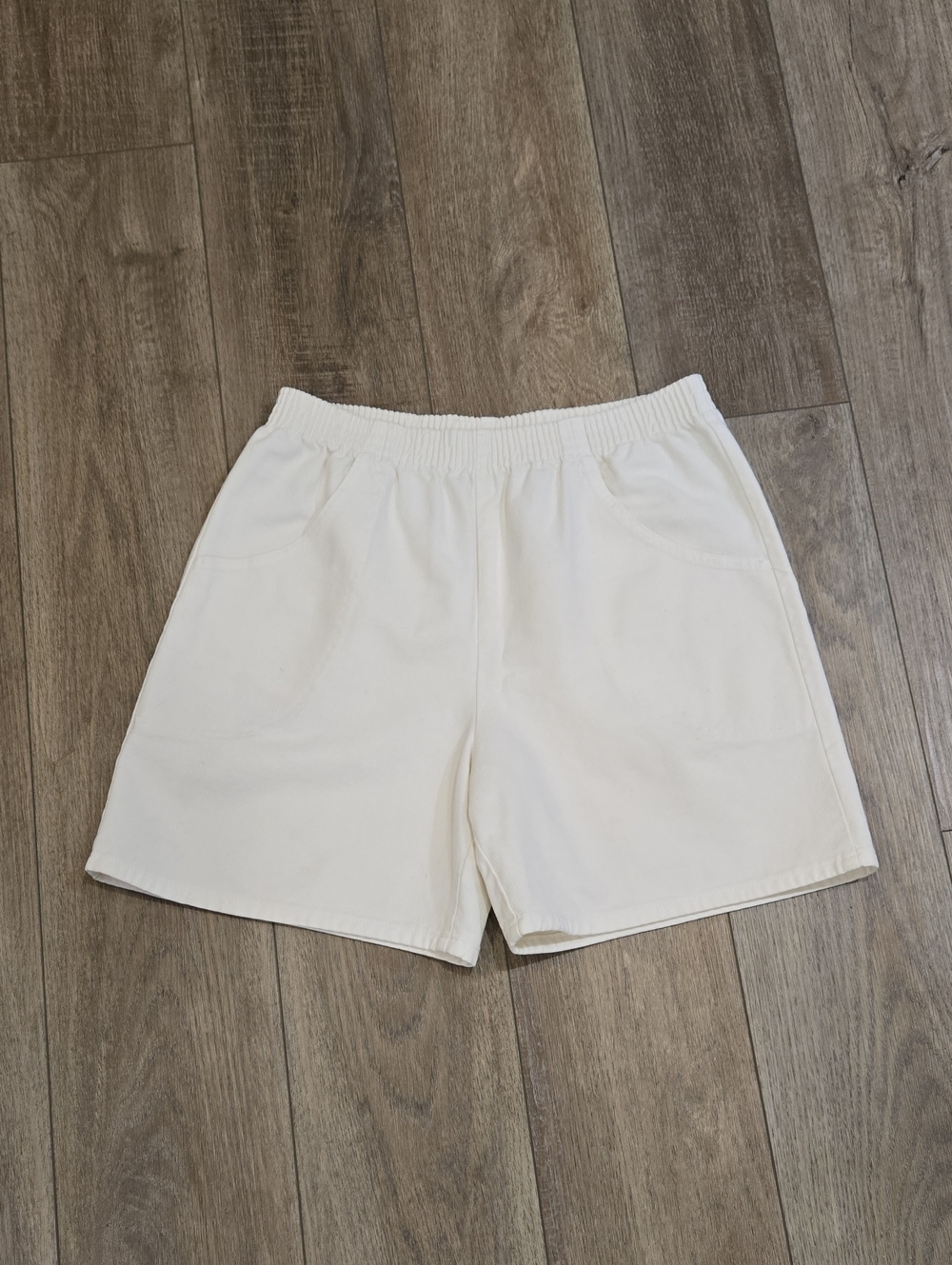 Retro 90's Cotton Cream Elastic-Waist Casual Shorts Mom Shorts Classic